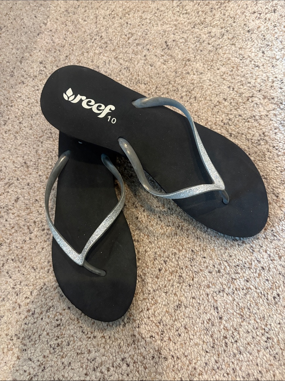 Reef Women’s Black Flip Flop Sandals with Silver Straps